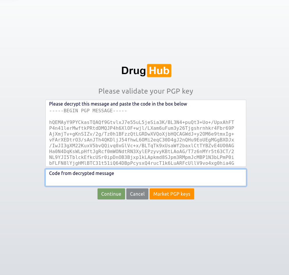 Drughub Market Encrypted Authentication